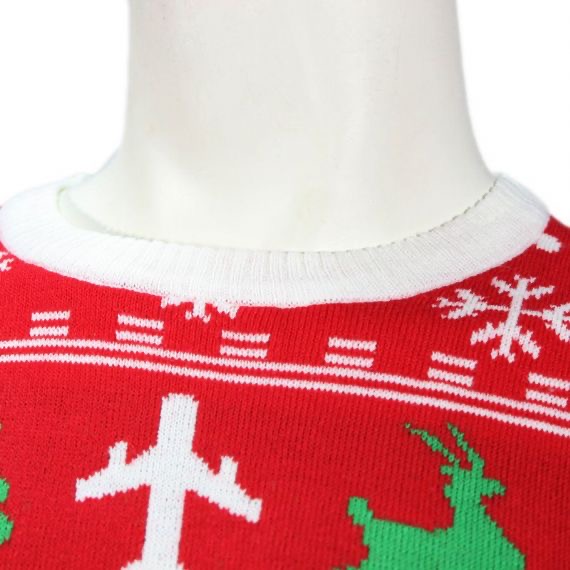 Fabricante de suéter de Navidad feo de punto rojo para hombres de calle de rodaje