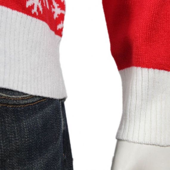 Fabricante de suéter de Navidad feo de punto rojo para hombres de calle de rodaje