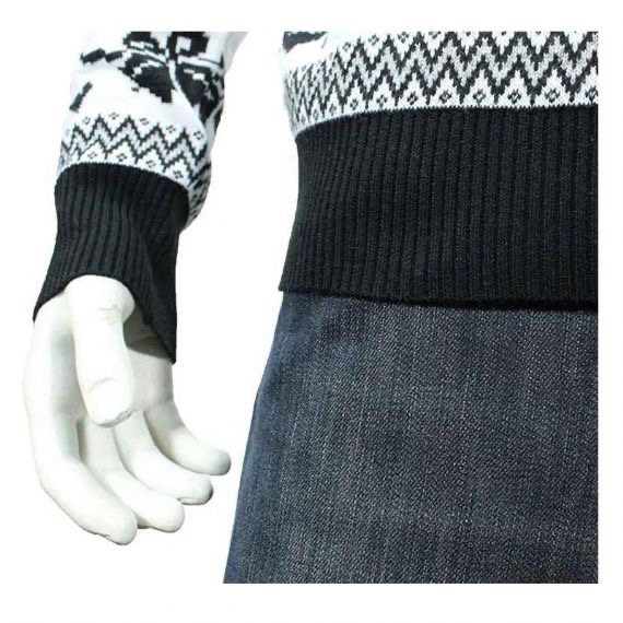 Classic Black And White Jacquard Knitted Merry Christmas Sweater For Men