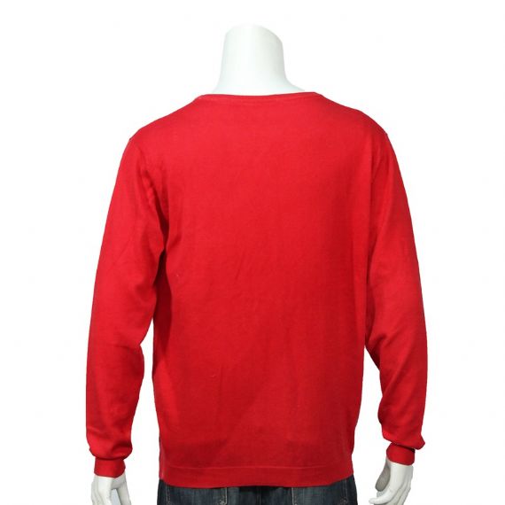 Suéter rojo de Navidad de calibre 12 con cuello redondo para hombre con patrones de chimenea para adultos