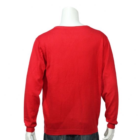 Suéter rojo de Navidad de calibre 12 con cuello redondo para hombre con patrones de chimenea para adultos