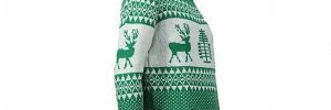 Men's Winter Green Cotton Long Sleeve Holiday Reindeer Ugly Christmas Sweater
