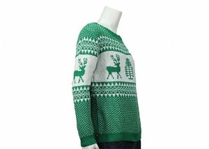 Suéter Masculino Inverno Algodão Verde Manga Longa Rena Feia Natal