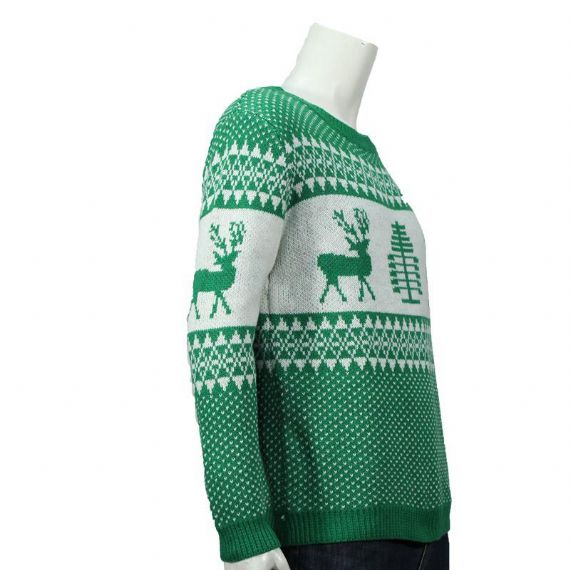 Suéter Masculino Inverno Algodão Verde Manga Longa Rena Feia Natal