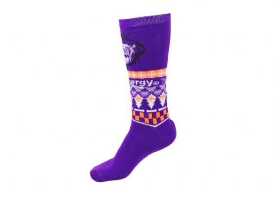 Calcetines de Navidad locos largos morados tejidos de algodón transpirable