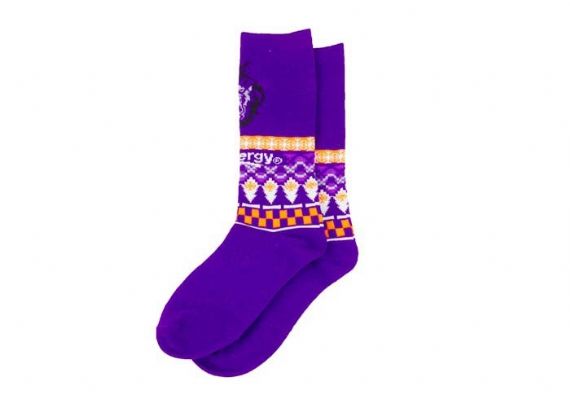 Calcetines de Navidad locos largos morados tejidos de algodón transpirable