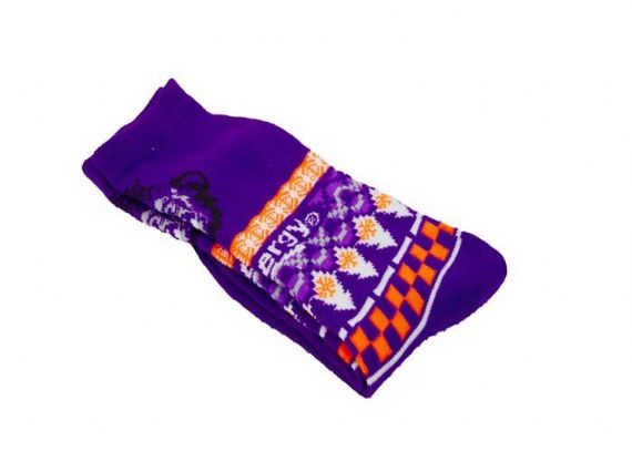 Calcetines de Navidad locos largos morados tejidos de algodón transpirable