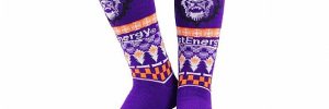 Breathable Cotton Knitted Purple Long Crazy Christmas Socks