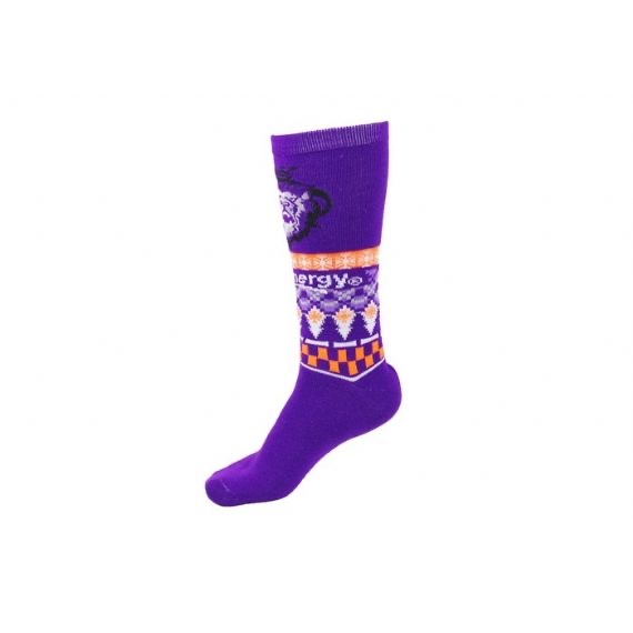 Breathable Cotton Knitted Purple Long Crazy Christmas Socks