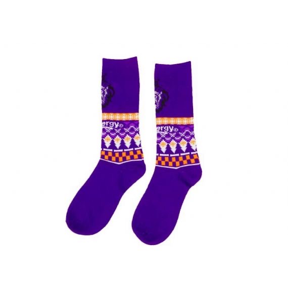 Breathable Cotton Knitted Purple Long Crazy Christmas Socks
