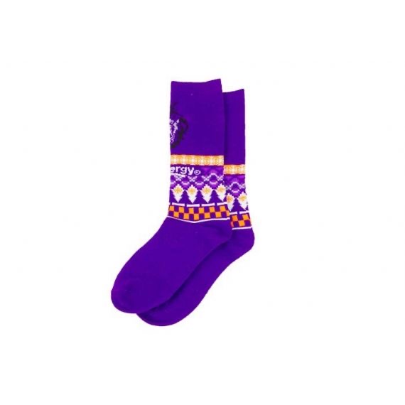 Breathable Cotton Knitted Purple Long Crazy Christmas Socks