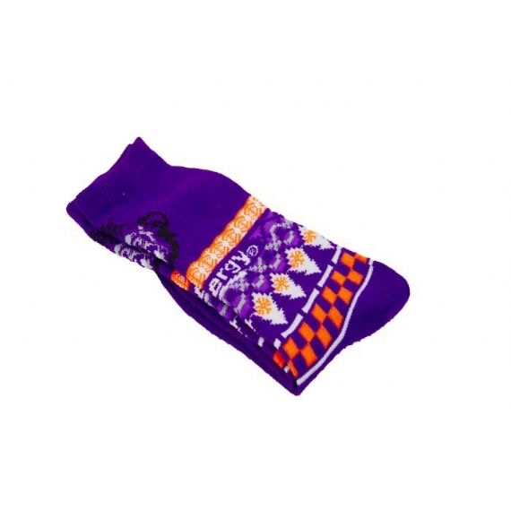 Breathable Cotton Knitted Purple Long Crazy Christmas Socks