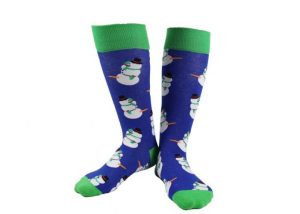 Blue And Green 168 Needles Snowman Fuzzy Christmas Socks