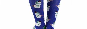 Blue And Green 168 Needles Snowman Fuzzy Christmas Socks