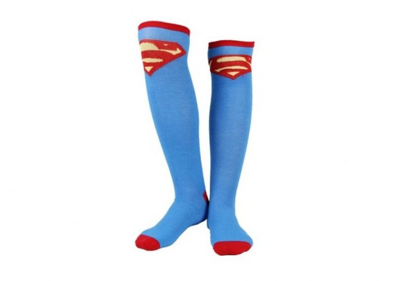 Blue Superman Custom Logo Knee High Sports Socks