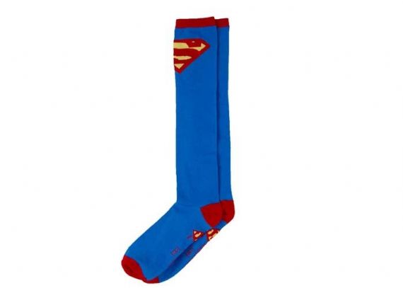 Calcetines deportivos hasta la rodilla con logotipo personalizado de Superman azul