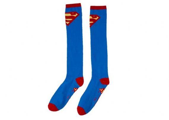 Calcetines deportivos hasta la rodilla con logotipo personalizado de Superman azul
