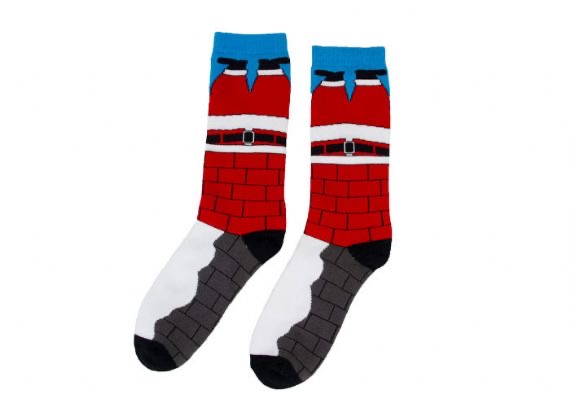 Calcetines de Navidad cálidos divertidos de punto rojo con chimenea