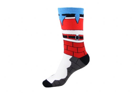 Calcetines de Navidad cálidos divertidos de punto rojo con chimenea