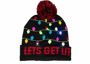 Custom Colorful Warm Winter Accessories Cozy Cotton Christmas Beanie With Light