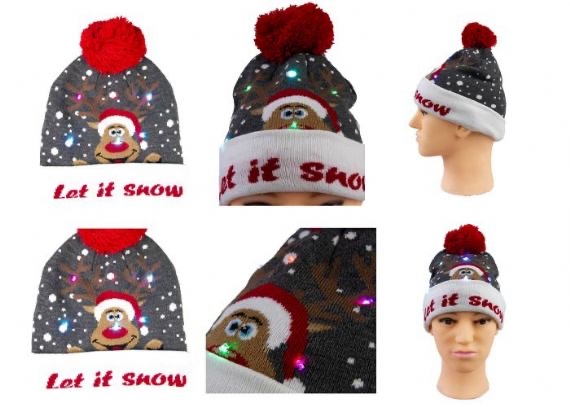 Los sombreros de la gorrita tejida gris de la Navidad de los hombres 9GG iluminaron la bola del pompón para el día de