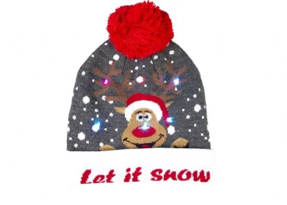 Los sombreros de la gorrita tejida gris de la Navidad de los hombres 9GG iluminaron la bola del pompón para el día de