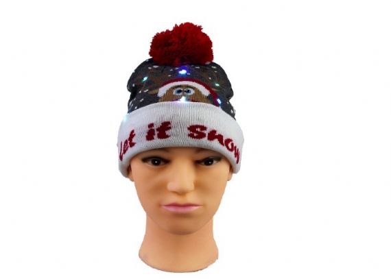 Los sombreros de la gorrita tejida gris de la Navidad de los hombres 9GG iluminaron la bola del pompón para el día de