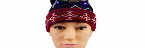 Adult Size Warm Winter Accessories Ugly Pom Jacquard Knit Led Christmas Beanie