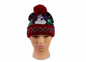 Winter Acrylic And Wool Warm Christmas Beanie Hat Custom Design For Promotion
