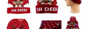 9 Gauge Warm Winter Accessories Light Women Christmas Hat With Jacquard Pattern