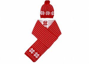 Pure Acrylic 12 Gauge Warm Winter Accessories Red Christmas Beanie And Scarf Set