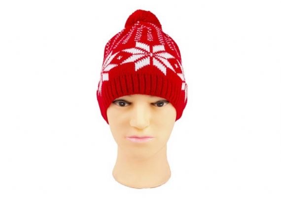 Acrílico puro Calibre 12 Accesorios cálidos de invierno Conjunto de gorro y bufanda de Navidad rojos