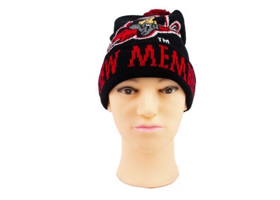 Black Jacquard Pattern Winter Accessories Beanie Hat With Scarf Set