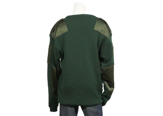 Suéter de uniforme militar de cuello redondo de lana verde de Oliver