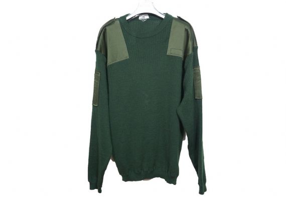 Suéter de uniforme militar de cuello redondo de lana verde de Oliver