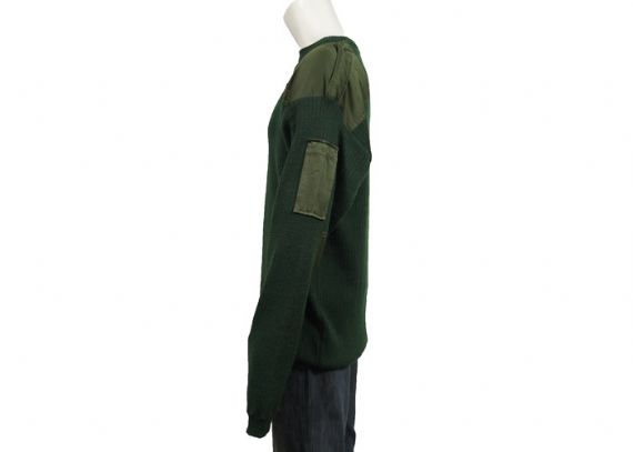Suéter de uniforme militar de cuello redondo de lana verde de Oliver