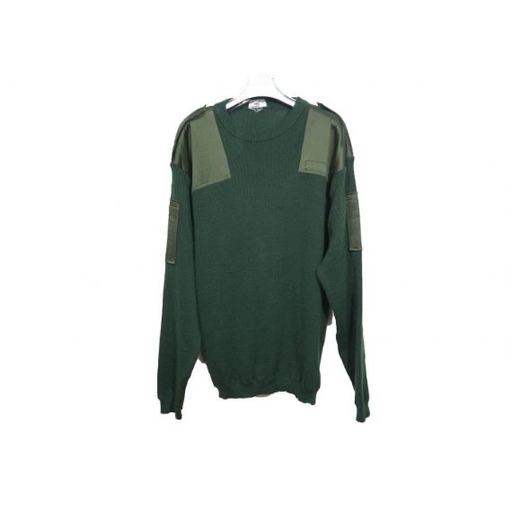 Suéter de uniforme militar de cuello redondo de lana verde de Oliver