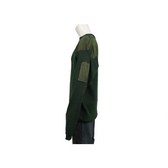 Suéter de uniforme militar de cuello redondo de lana verde de Oliver
