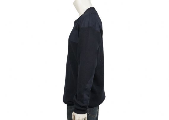 Suéter hecho punto llano del uniforme militar del jersey del cuello en V del algodón anti – color de la marina de