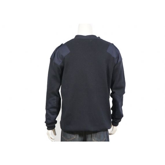 Suéter hecho punto llano del uniforme militar del jersey del cuello en V del algodón anti – color de la marina de