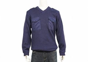 Custom Winter Military Uniform Sweater Navy Blue Woolen Blend Mens Military Sweater