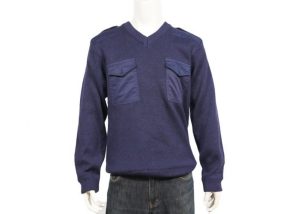 Custom Winter Military Uniform Sweater Navy Blue Woolen Blend Mens Military Sweater