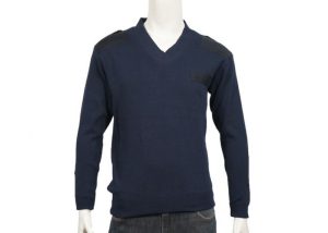 V Neck Soft Polyester Blended Army Knit Sweater Pullover In British Style