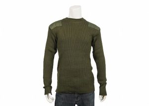 Heavy Duty Police Thick Pullover Sweaters , Brown Military Sweater With Elbow Patch