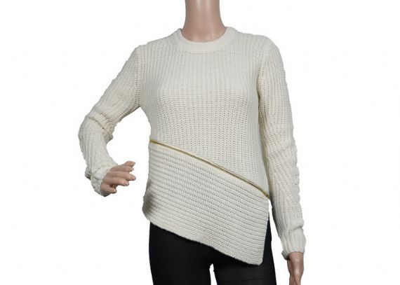 Estilo blanco de acrílico para mujer del jersey del suéter del tejido de cable caliente de la guarnición gruesa de