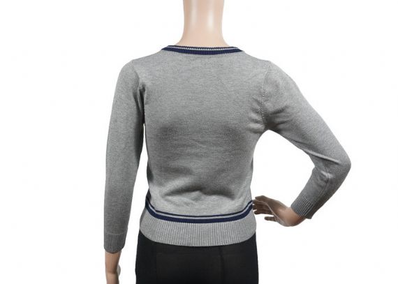 Suéteres escolares de manga larga con cuello en V gris unisex