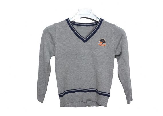 Suéteres escolares de manga larga con cuello en V gris unisex