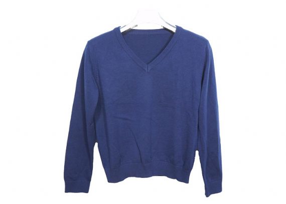 Suéteres azules antipilling del uniforme escolar del azul del otoño con el dobladillo de la costilla para unisex