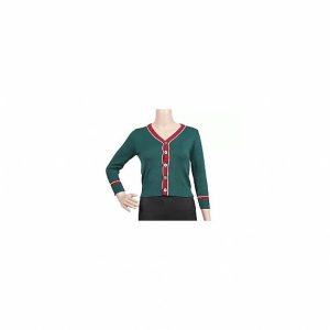 Green V Neck Button School Uniform Sweaters Rib Knitted School Cardigan Sweater