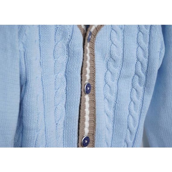 Niños azules Invierno Otoño Cable Niños Suéter de punto Cardigan Ropa para niño